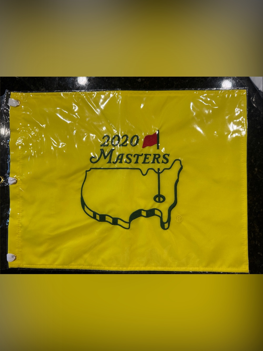 Masters Yellow Golf Pin Flag with Red Accent New!